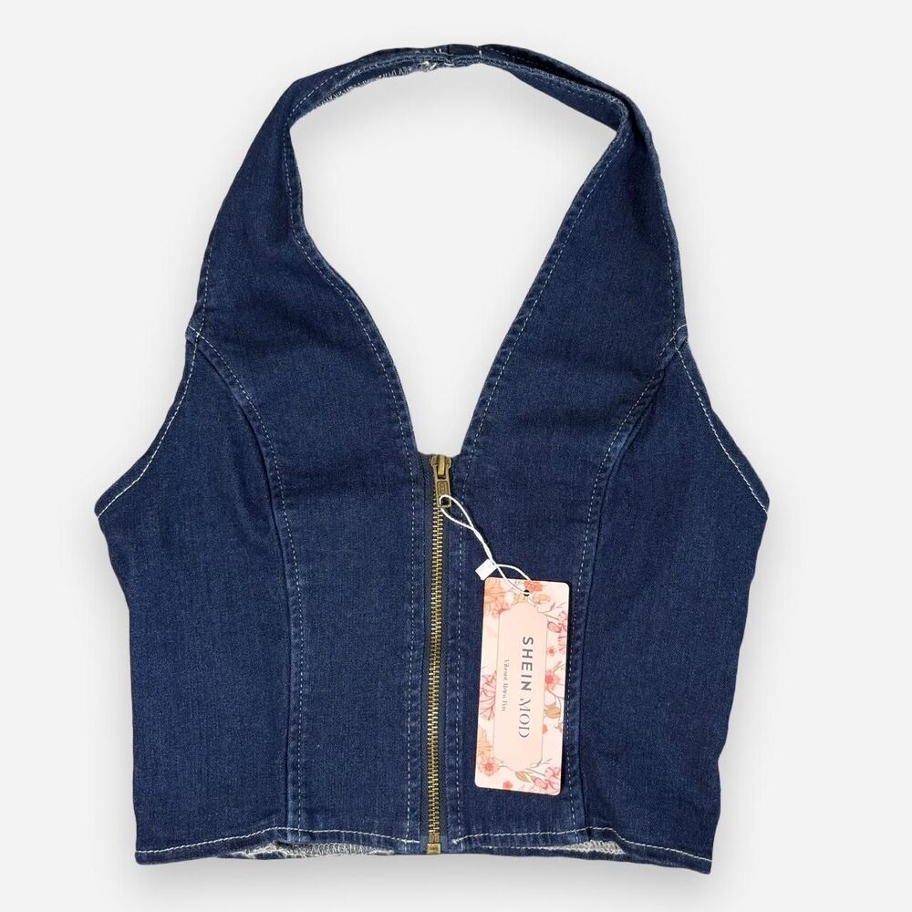 Shein Women's Blue and Navy Blouse